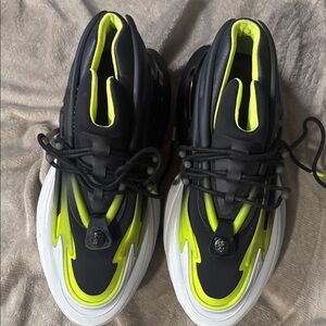 Givenchy Men's Black Neon Yellow White Layered Runner Sneakers